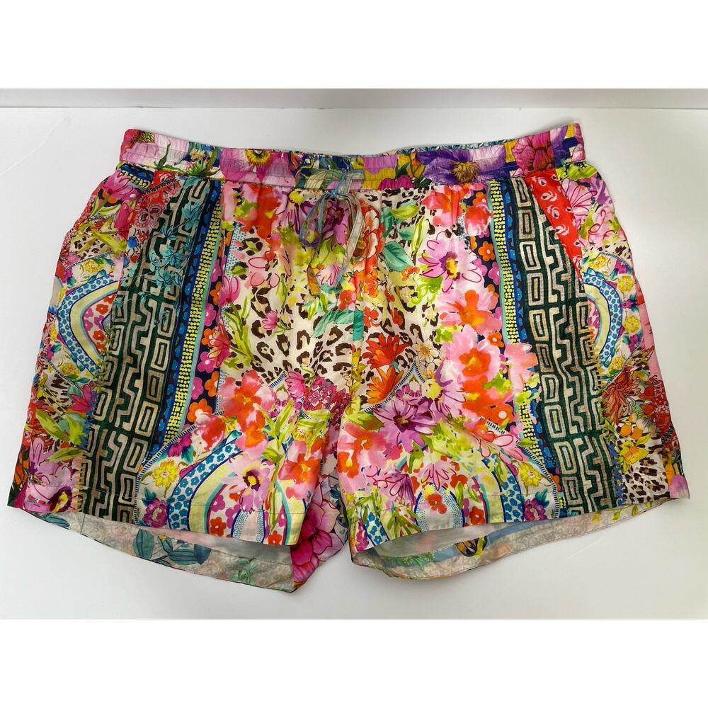 Johnny Was Aero Remy Floral Print 100% Silk Shorts Large MSRP $205.00 - NEW!